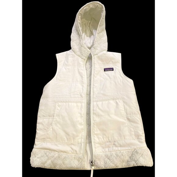 PATAGONIA Women's S Los Gatos Reversible Hooded Fleece Vest White - Picture 7 of 17